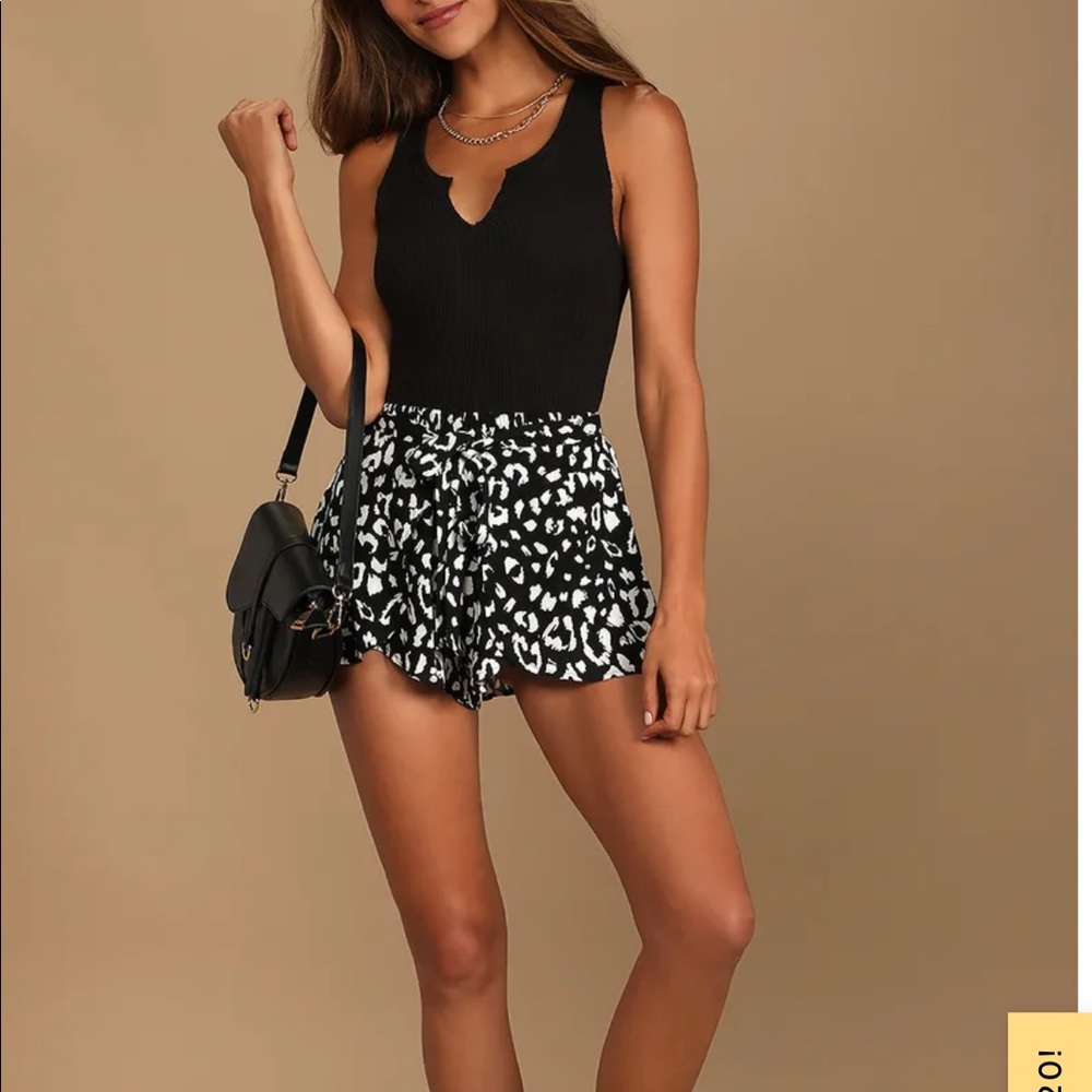 Black and white leopard print shorts